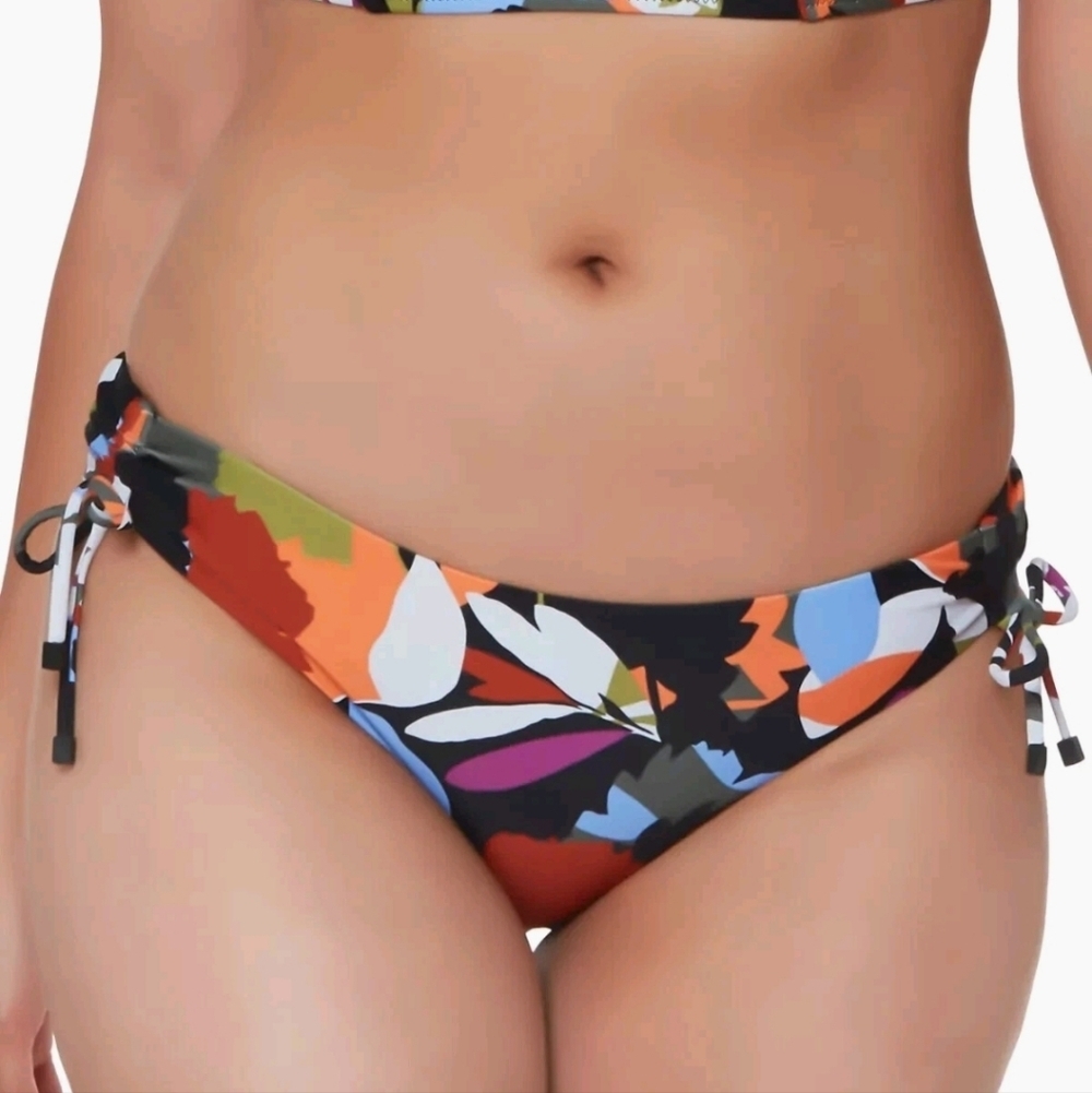 Bar III Printed Side-Shirred Hipster Bottoms Floral Filet Green Size XS New